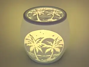 Teelicht Pucklicht Palme Sommer #2 rund mit Deckel