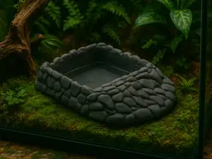 Reptile, Turtle Water Dish with Rocky Ramp