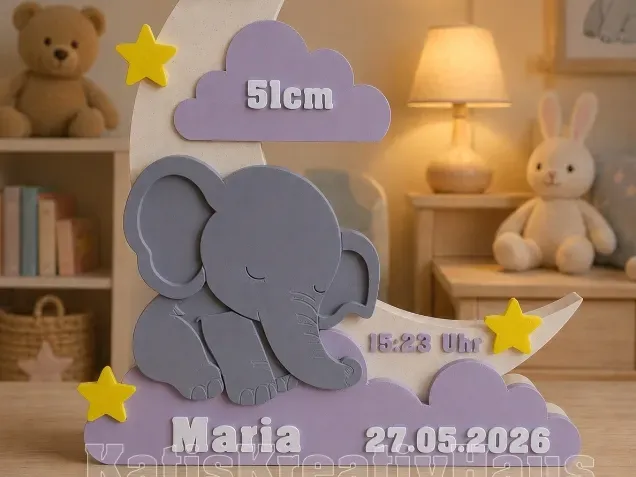 Baby - Elefant - Geburt - Deko - personalisierbar