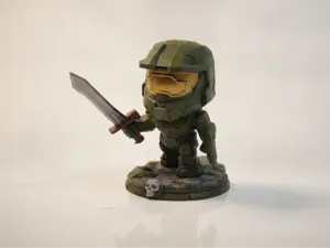 Master Chief From Halo Chibi With Energy Sword