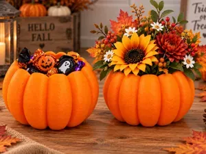 Halloween Pumpkin Vase & Flower Box