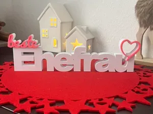 Beste Ehefrau - Persönlicher 3D-Schriftzug