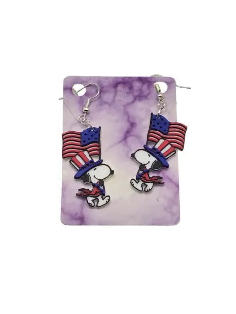 Snoopy Flag 4th of July Earrings — Фото 3 из 3