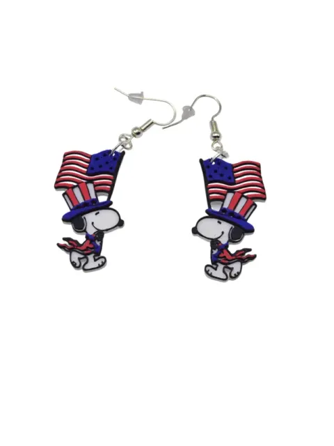 Snoopy Flag 4th of July Earrings — Фото 2 из 3