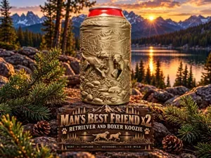 Man's Best Friend x2 Dogs Koozie Can Holder