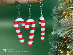 Candy Cane Stick Keychain Red & White, Christmas