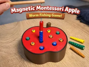 Magnetic Montessori Apple Worm Fishing Game