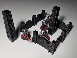 Necron terrain baricades and obelisks