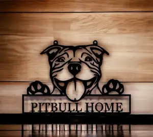 (No Supports) Pitbull Home Line Art Decoration