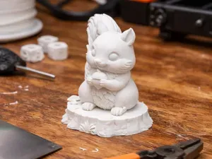 Cute Squirrel Holding an Acorn Figurine