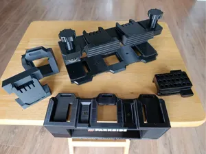 Parkside shelf holder for tools and batterries