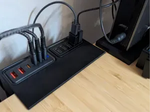 Desk Edge Holder for Two USB Chargers (No Screws)