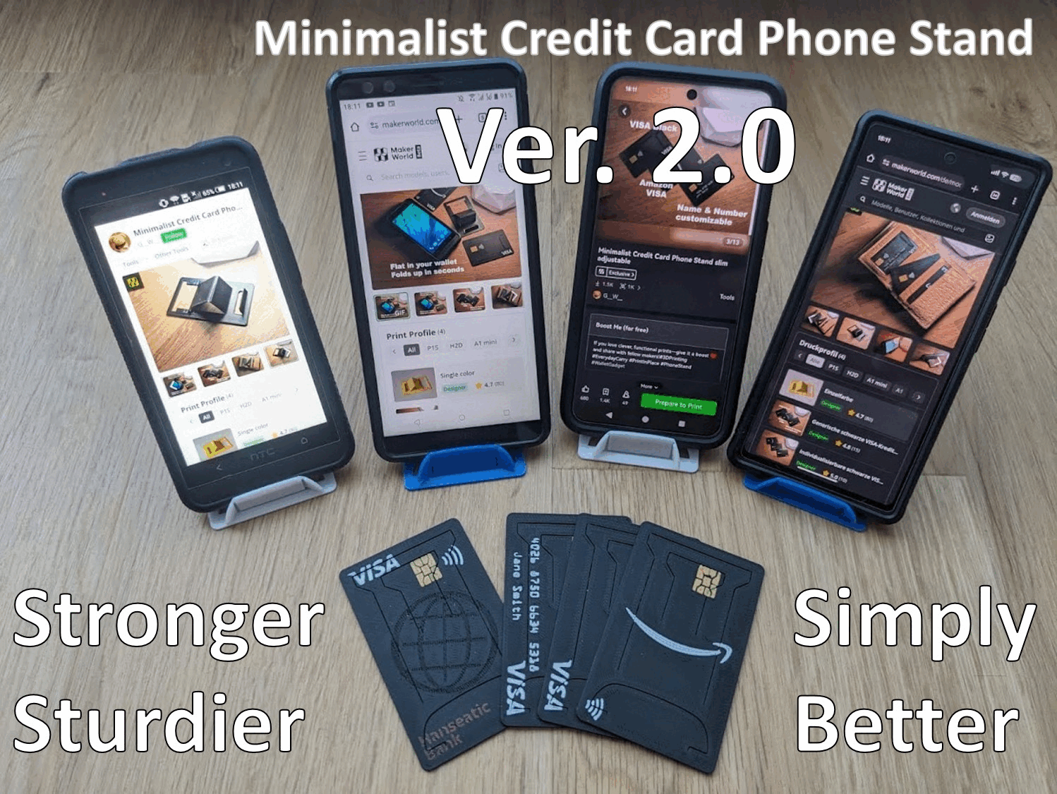 Credit Card Sized Minimalist Phone Stand Ver. 2