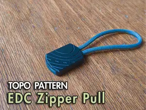 Paracord Zipper Pull End Cap - topo pattern/clean
