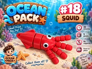 Cute Squid – Ocean Pack #18 | Print-in-Place
