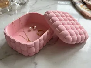 Quilted Pink Jewelry Box - Aesthetic Vanity Decor