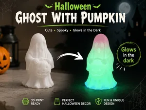 Halloween Ghost with a Pumpkin / Glow in the dark