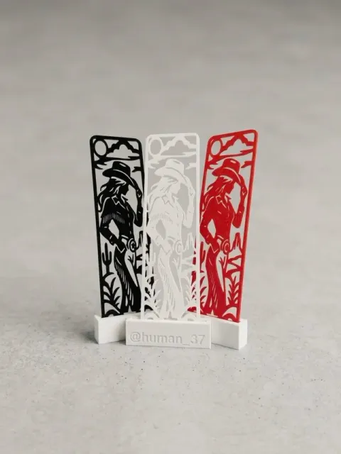 Cowgirl Cutout Bookmark | Fast Single-Color Print — Фото 2 из 5