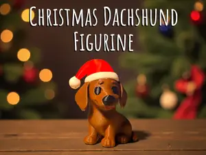 Christmas Dachshund With Santa Hat Figurine