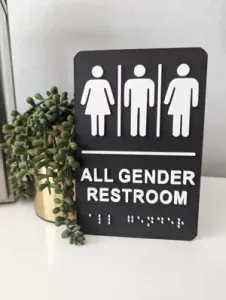 All Gender Restroom Toilet Sign with Braille