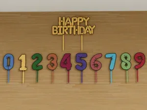 Balloon birthday set - numbers 1-9 + cake topper