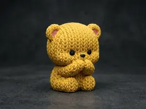 编织纹理暖黄萌熊桌面摆件（无 AMS / 单色分件组装版）