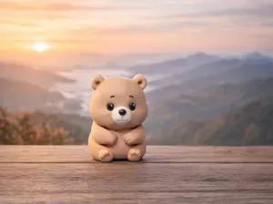 Cute Sitting Teddy Bear – Figur and Keychain