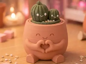 "Loverly" Knitted Cactus - Cute Heart Planter