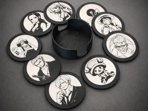 One Piece Coaster-Set + Holder - Fanart 24 Designs