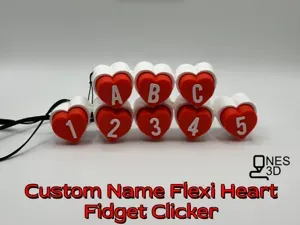 Custom Name Flexi Heart Fidget Clicker + Keychain