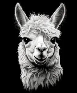 Llama Wall Art Animal Face Portrait Hueforge Design | 3D Art Photography of wilflife animals in b&w