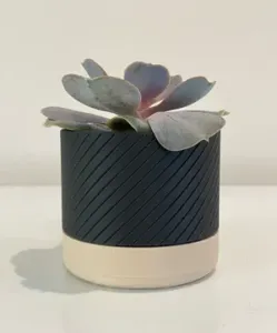 Modern Two Tone Spiral Planter with Drip Tray