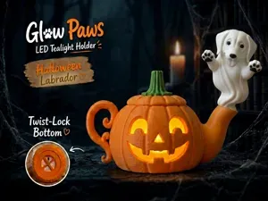 Labrador GlowPaws Tealight Holder Pumpkin