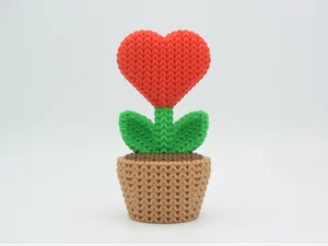 Knitted Heart Plant In a Pot (3 Filament Changes)