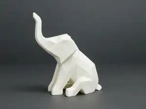 Sitting Low Poly Elephant – Decorative Model