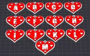 love hearts alphabet pack 1-of-2 , valentines keychains / necklace charm (free for commercial use)