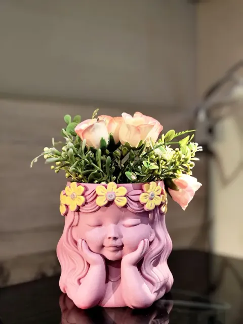 Little Girl Planter – Floral Planter Sculpture — Image 8 of 10