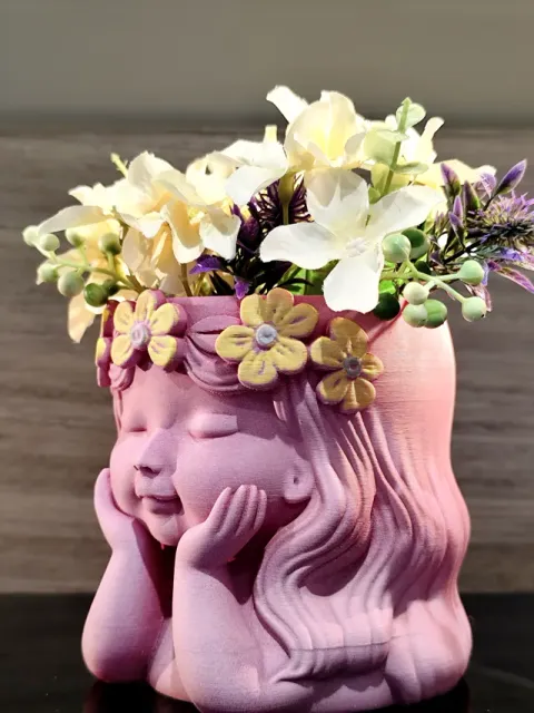 Little Girl Planter – Floral Planter Sculpture — Image 7 of 10