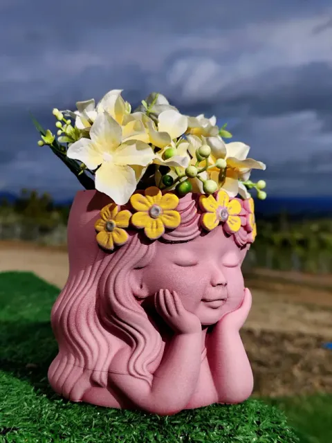 Little Girl Planter – Floral Planter Sculpture — Image 6 of 10