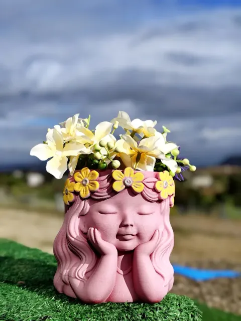 Little Girl Planter – Floral Planter Sculpture — Image 5 of 10