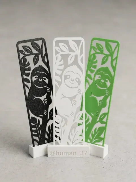 Cute Sloth Cutout Bookmark | Fast One-Color Print — Фото 2 из 6