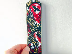 Gothic Raven Bookmark Blood Moon, Castle & Skull