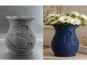 Moon Cat Celestial Decorative Flower Vase