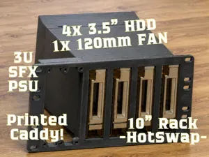 10" Rack 3U 4x 3.5" hotswap HDD + SFX PSU Module