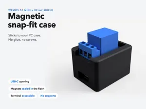 Magnetic Snap-Fit Case - D1 Mini + Relay Shield
