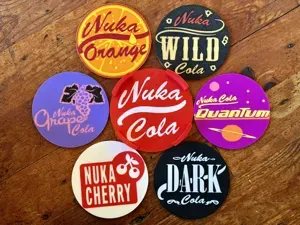 Fallout Nuka Cola Coaster Set & Holder. 7 Flavors!