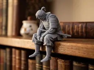 Sad Samurai sitting on a ledge figurine!