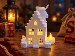 Theelicht huisje Sinterklaas "piet op dak"