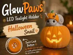 Snail GlowPaws Tealight Holder Pumpkin