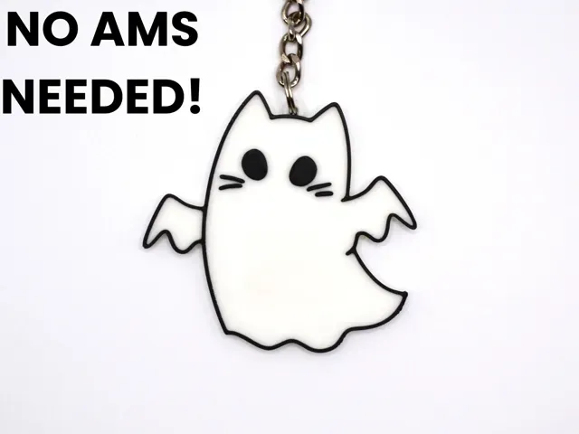 Halloween Ghost Cat Keychain Cute Keyring — Image 2 of 3